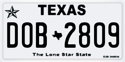 TX license plate DOB2809