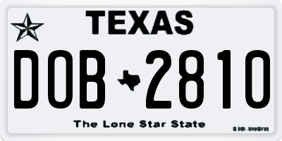 TX license plate DOB2810