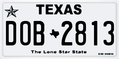 TX license plate DOB2813