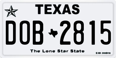 TX license plate DOB2815