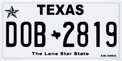 TX license plate DOB2819