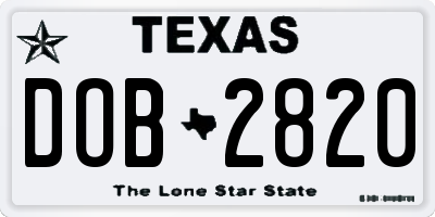 TX license plate DOB2820