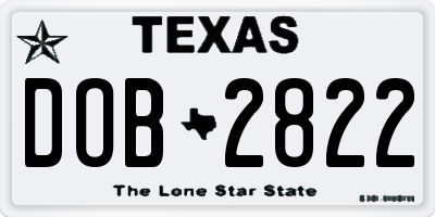 TX license plate DOB2822