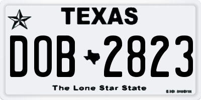 TX license plate DOB2823