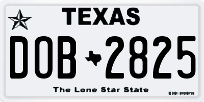 TX license plate DOB2825