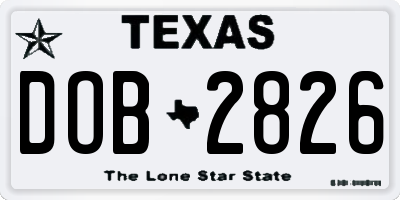 TX license plate DOB2826