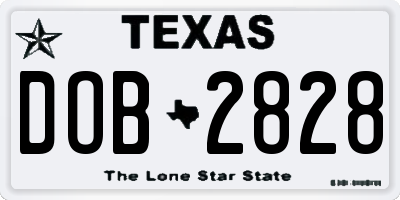 TX license plate DOB2828