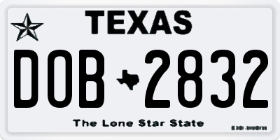 TX license plate DOB2832