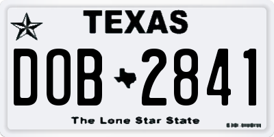 TX license plate DOB2841