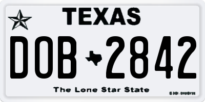 TX license plate DOB2842