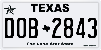 TX license plate DOB2843