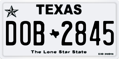 TX license plate DOB2845