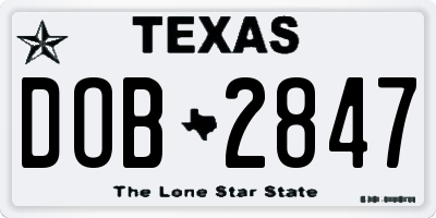 TX license plate DOB2847