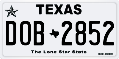 TX license plate DOB2852