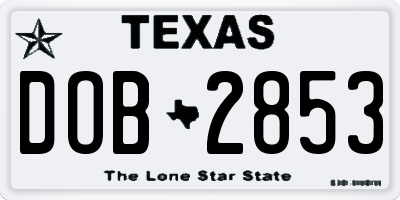TX license plate DOB2853