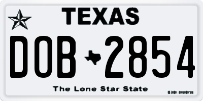 TX license plate DOB2854
