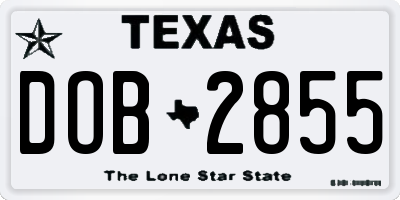 TX license plate DOB2855