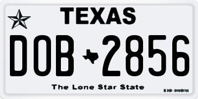 TX license plate DOB2856