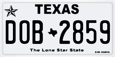TX license plate DOB2859