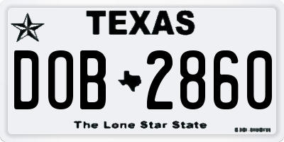 TX license plate DOB2860