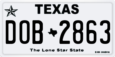 TX license plate DOB2863