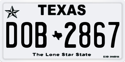 TX license plate DOB2867