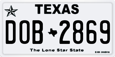 TX license plate DOB2869