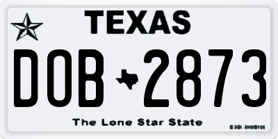 TX license plate DOB2873