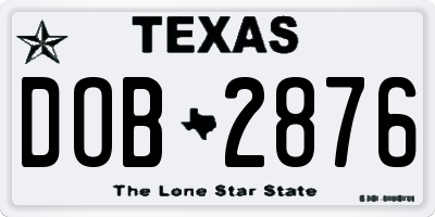 TX license plate DOB2876