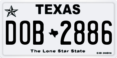 TX license plate DOB2886