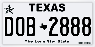 TX license plate DOB2888
