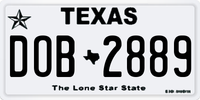 TX license plate DOB2889