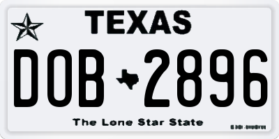 TX license plate DOB2896