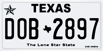TX license plate DOB2897
