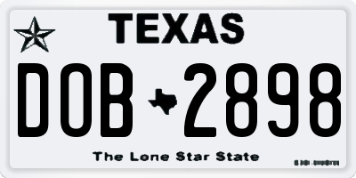 TX license plate DOB2898