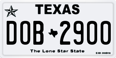 TX license plate DOB2900