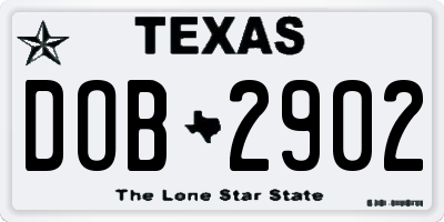 TX license plate DOB2902