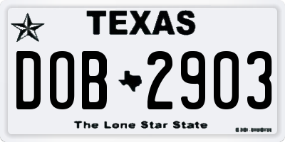 TX license plate DOB2903