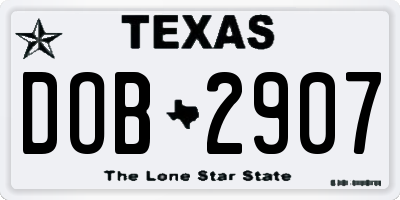 TX license plate DOB2907