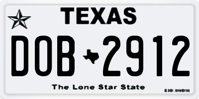 TX license plate DOB2912