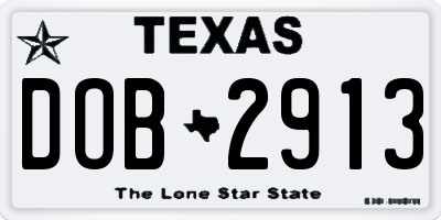 TX license plate DOB2913