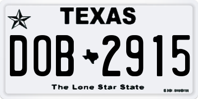 TX license plate DOB2915