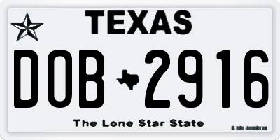 TX license plate DOB2916