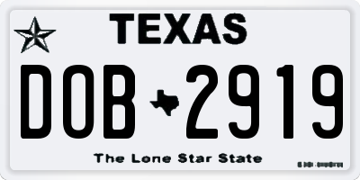 TX license plate DOB2919