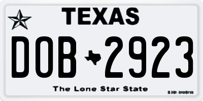 TX license plate DOB2923