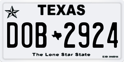 TX license plate DOB2924