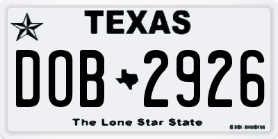 TX license plate DOB2926