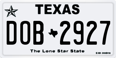 TX license plate DOB2927