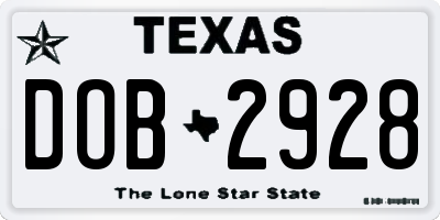 TX license plate DOB2928