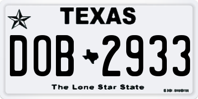 TX license plate DOB2933